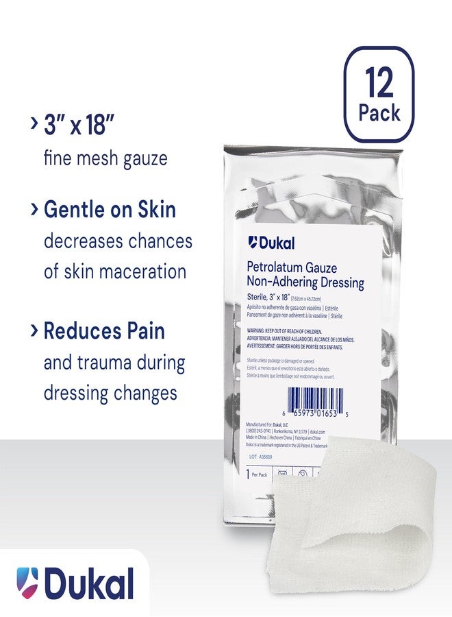 Dukal 207-12 Petrolatum Gauze, Sterile, 3" Width x 18" Length, Pack of 12 - Image 4